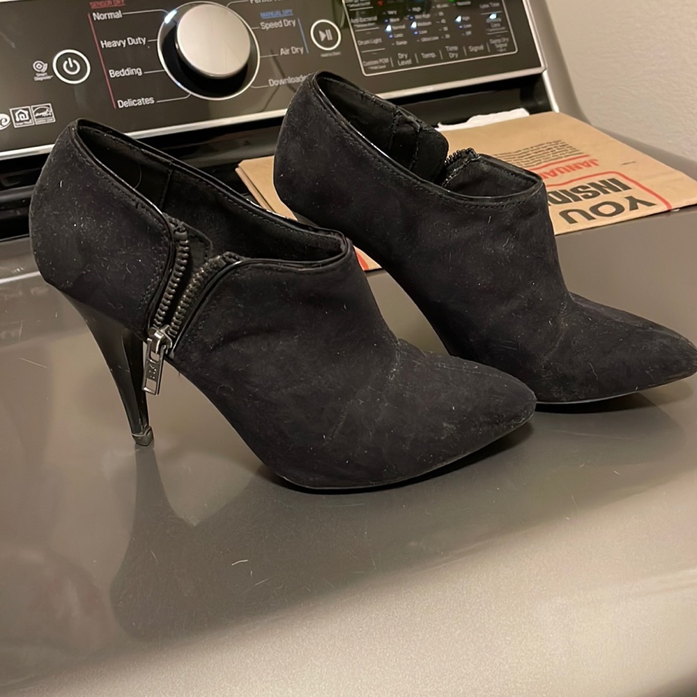 Woman in black ankle high heel boot by ZARA TRF size 36